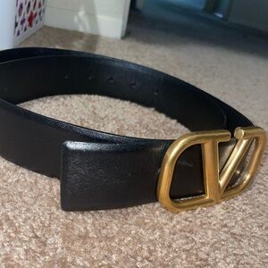 Black Leather Valentino Belt -Small